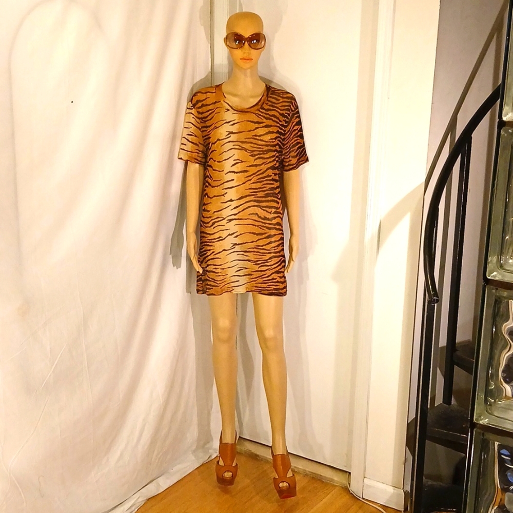 Like New Moschino (Italy) Animal Print Semi Sheer Mini Dress